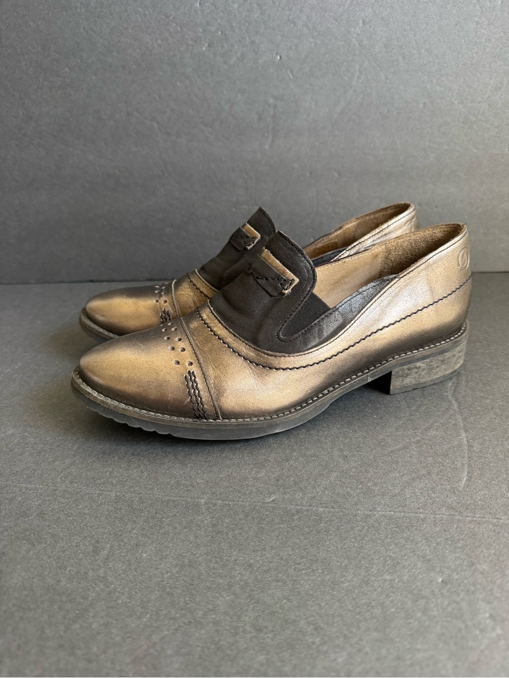 Casta Loafers Metallic Leather Shoes Slip On Vintage Style 39 - Picture 5 of 13